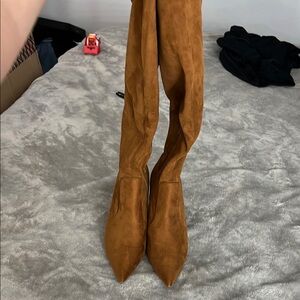 Suede Over-the-Knee Boots - Tan